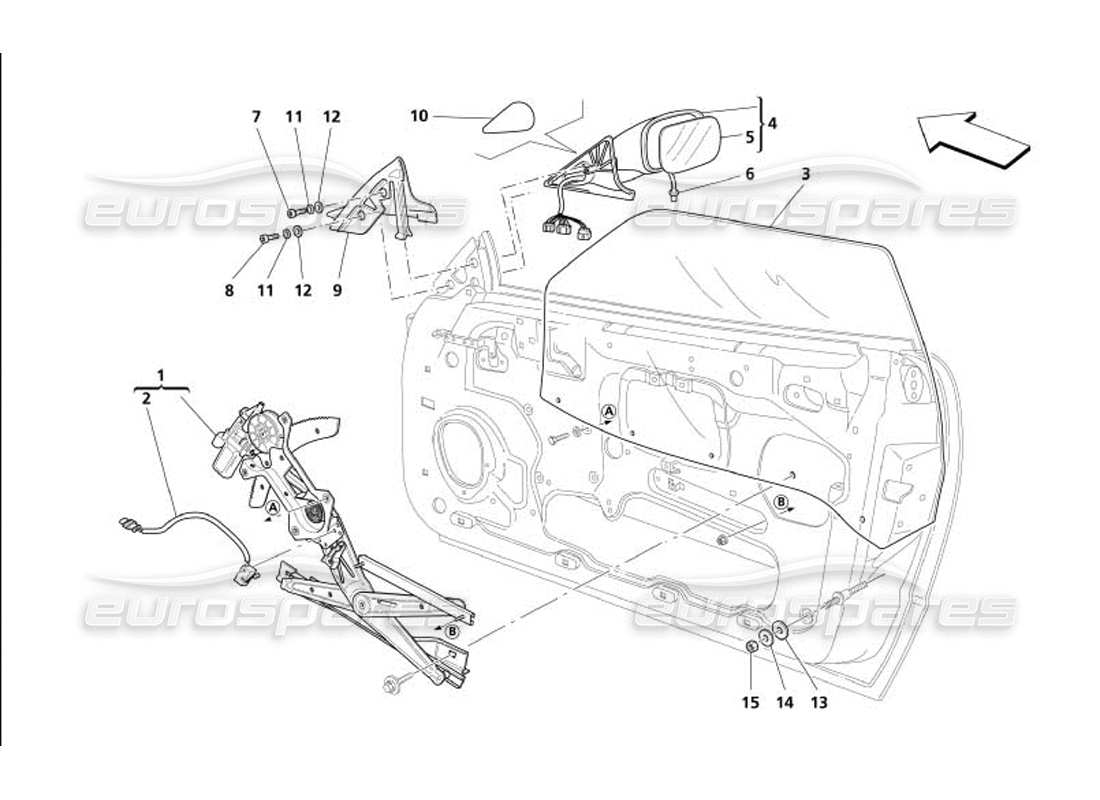 maserati 4200 gransport (2005) doors - power window and rearwiew mirror parts diagram