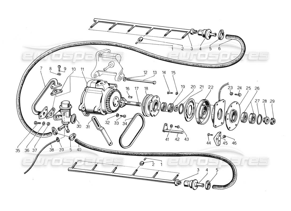 lamborghini countach 5000 qv (1985) air polution system parts diagram