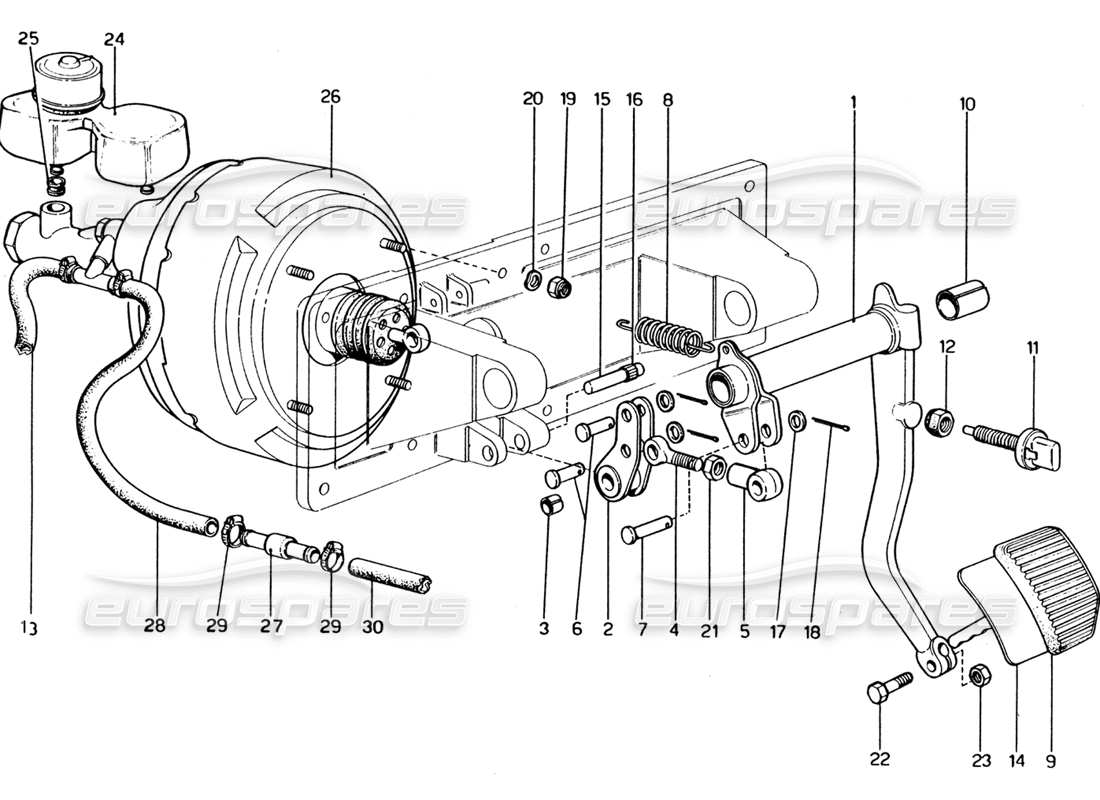 ferrari 365 gt4 2+2 (1973) brake hydraulic system parts diagram