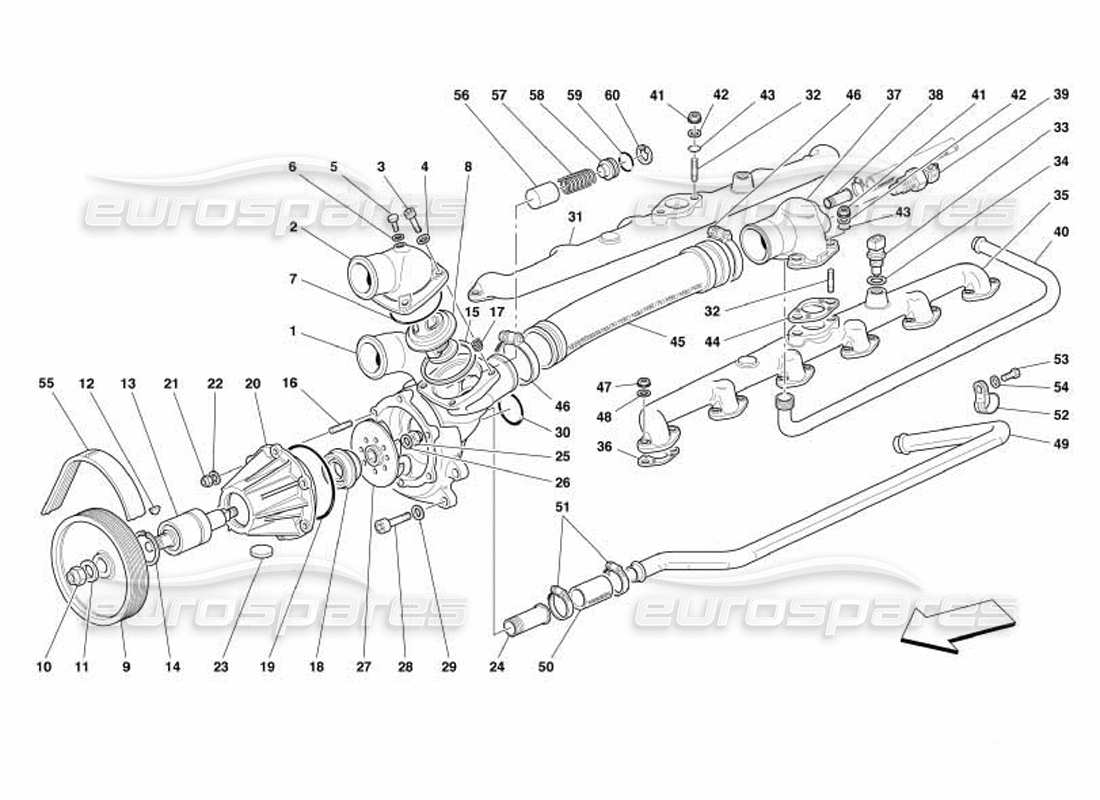 ferrari 550 barchetta water pump part diagram