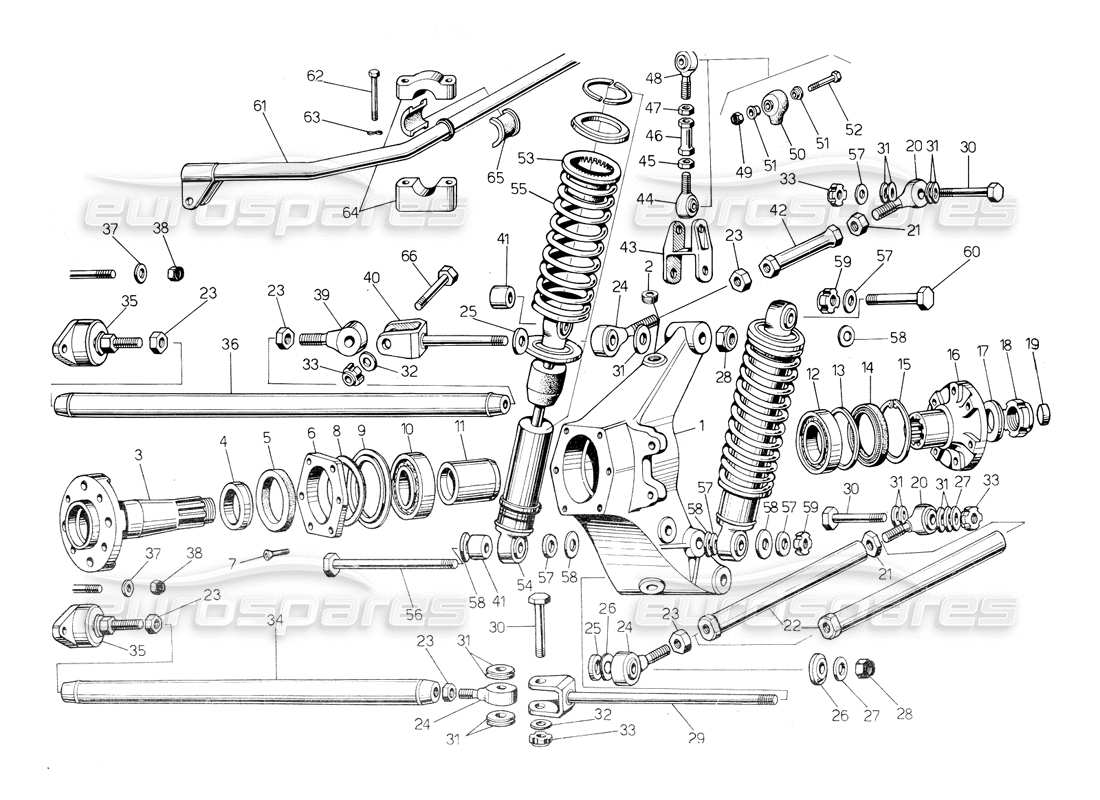 lamborghini countach 5000 s (1984) rear suspension parts diagram