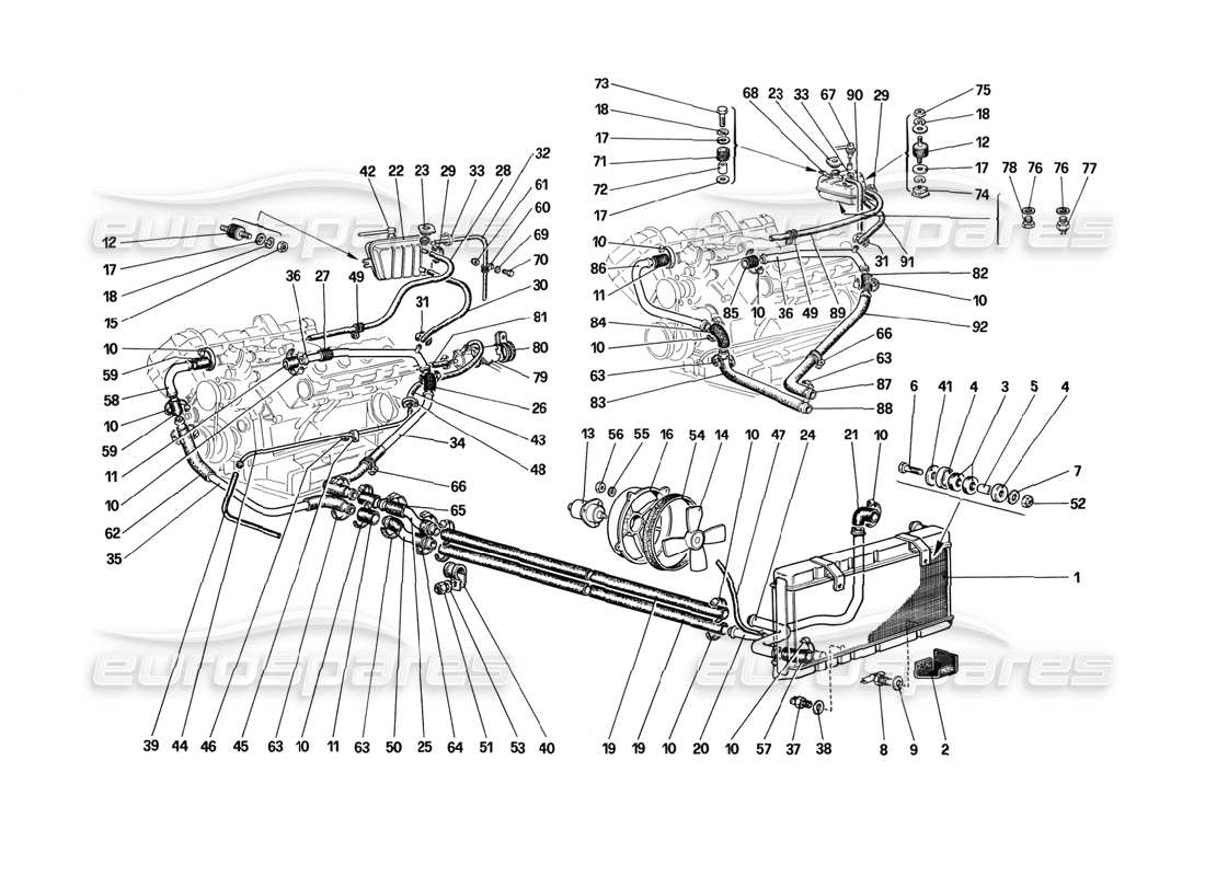 ferrari mondial 3.2 qv (1987) cooling system part diagram