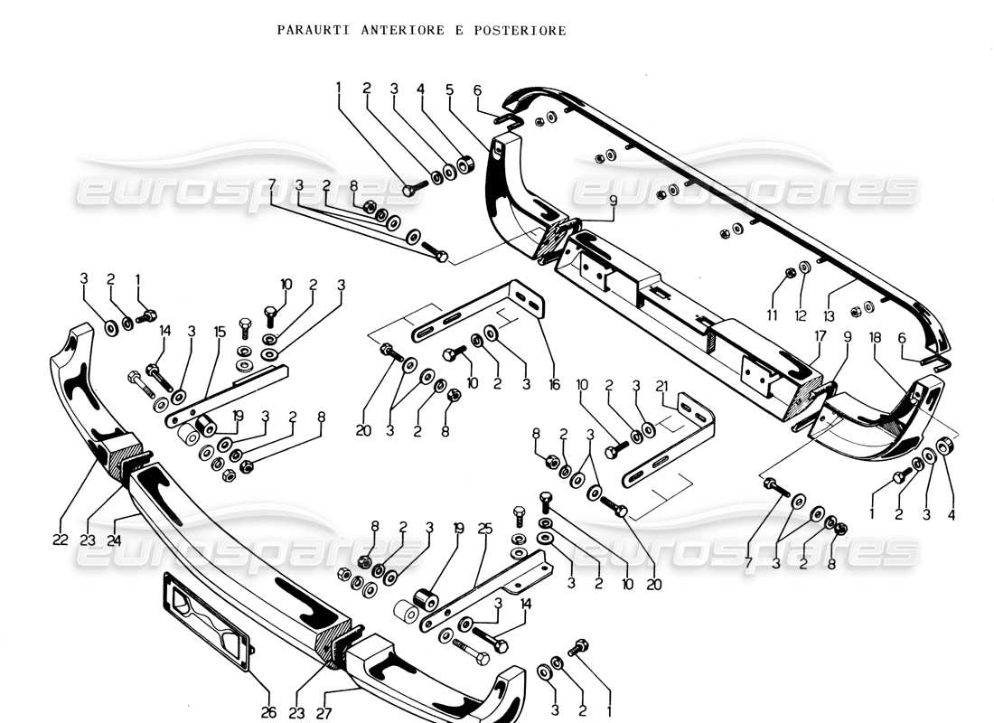 lamborghini espada front & rear bumpers parts diagram