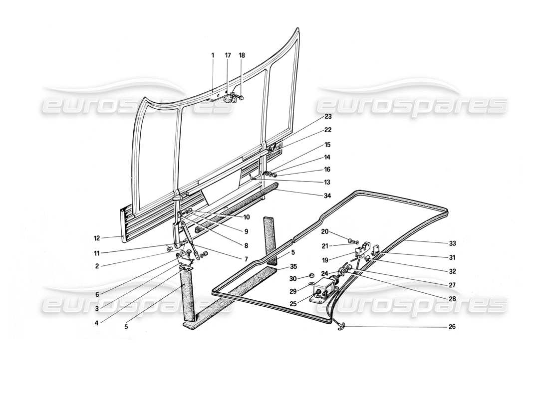 ferrari mondial 3.0 qv (1984) front compartment lid parts diagram