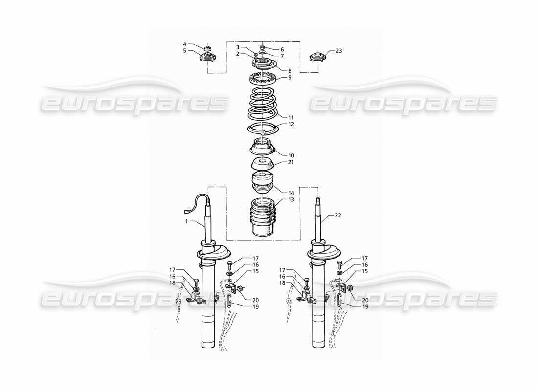 maserati qtp v6 (1996) front shock absorber part diagram