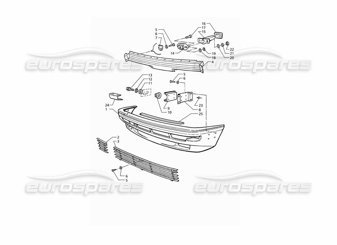 maserati qtp v6 (1996) front bumper part diagram