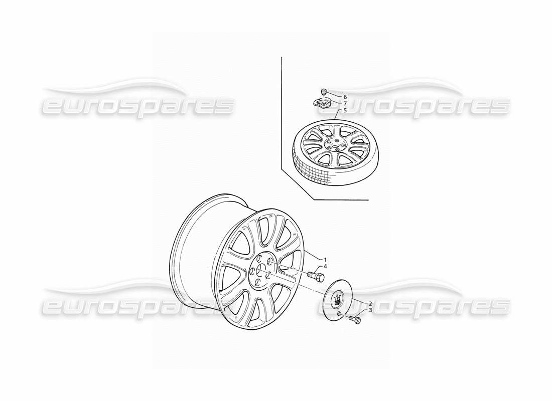 maserati qtp v6 (1996) wheels rims part diagram