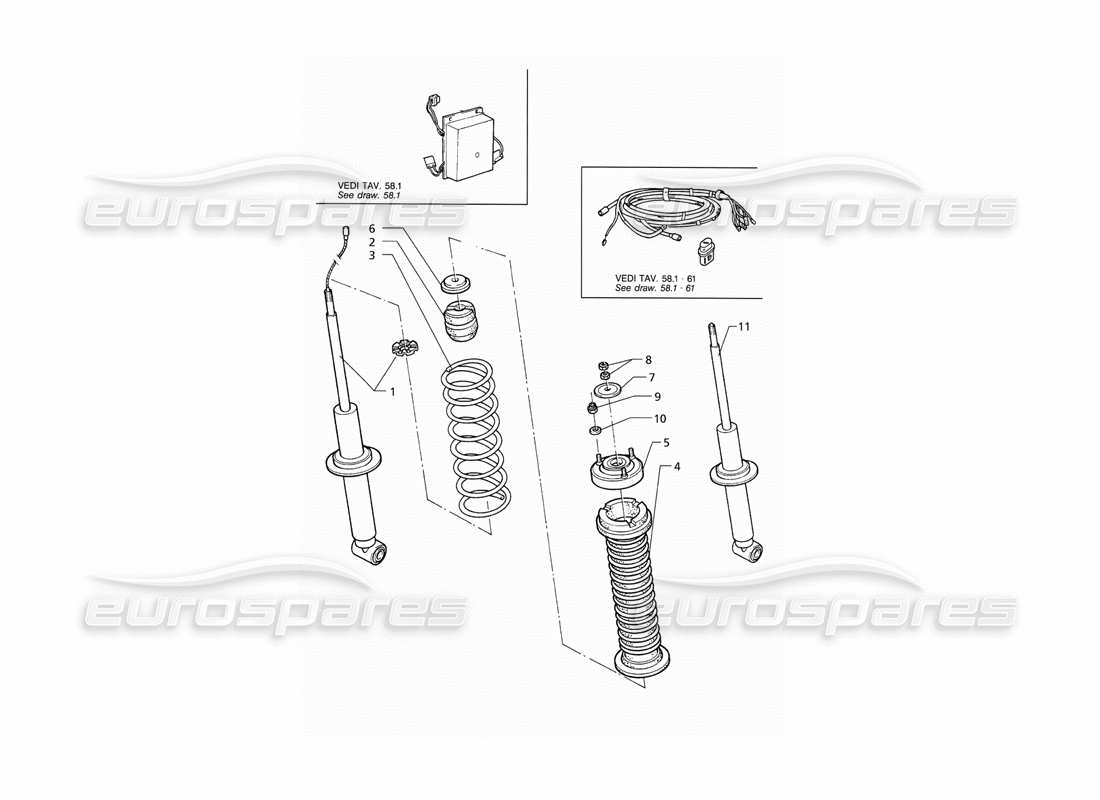 maserati qtp v6 (1996) rear shock absorber part diagram