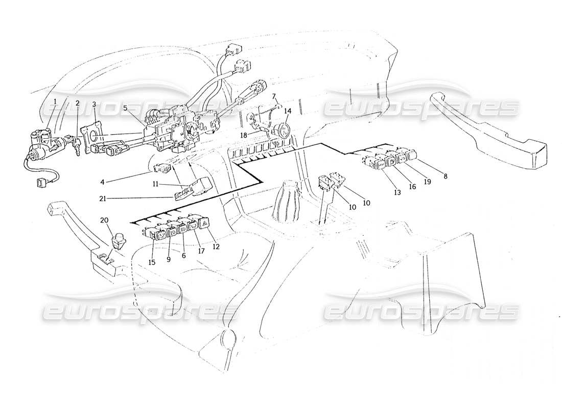 maserati karif 2.8 switches and steering parts diagram