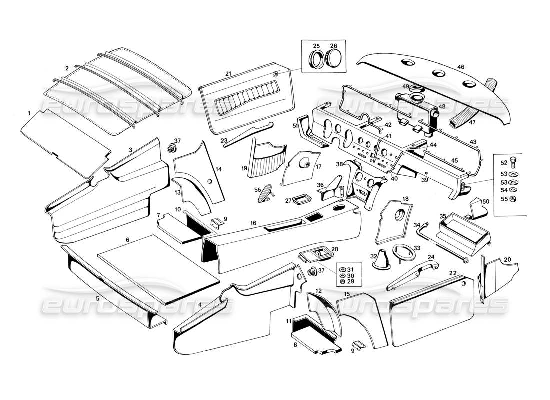 maserati ghibli 4.7 / 4.9 internal upholstery part diagram