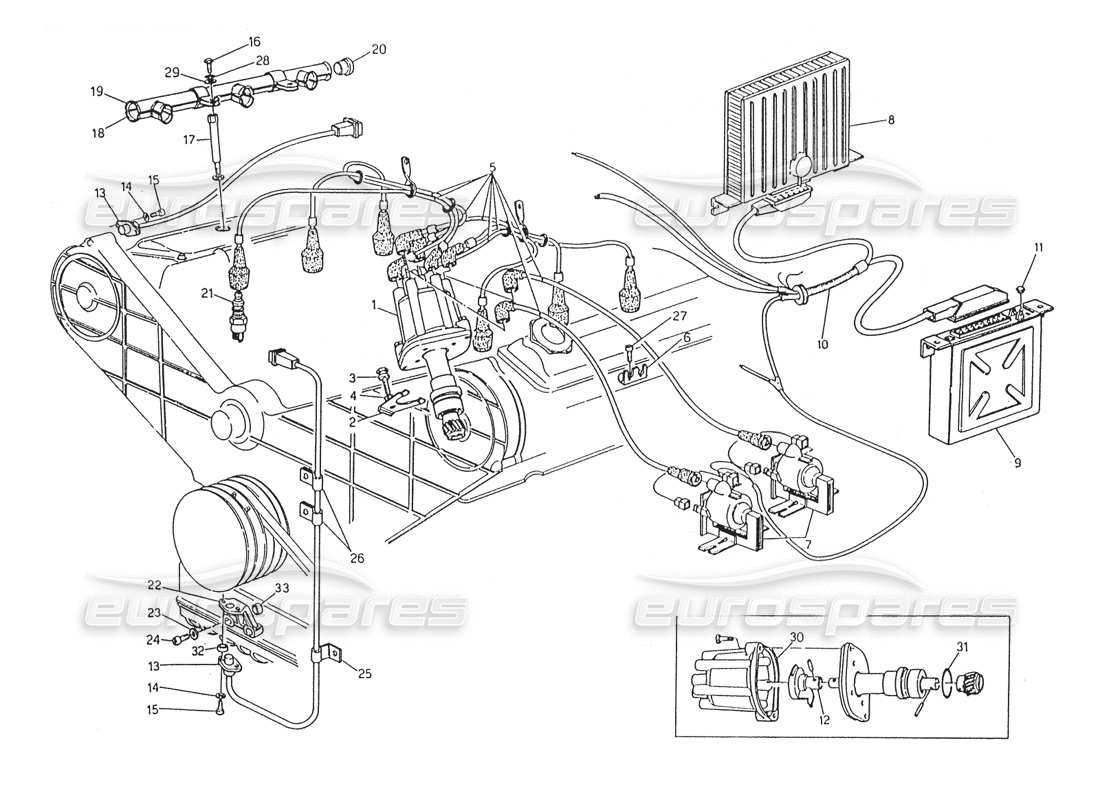 maserati karif 2.8 ignition system - distributor parts diagram