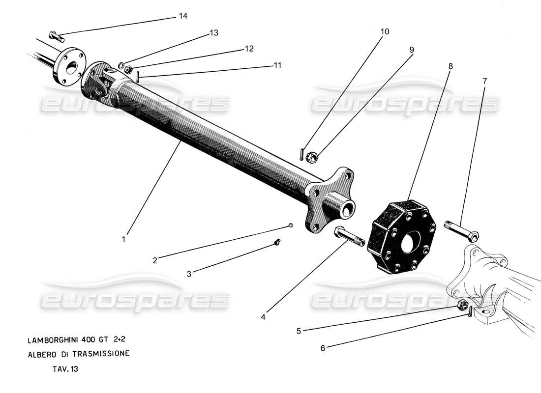 lamborghini 400 gt prop shaft parts diagram