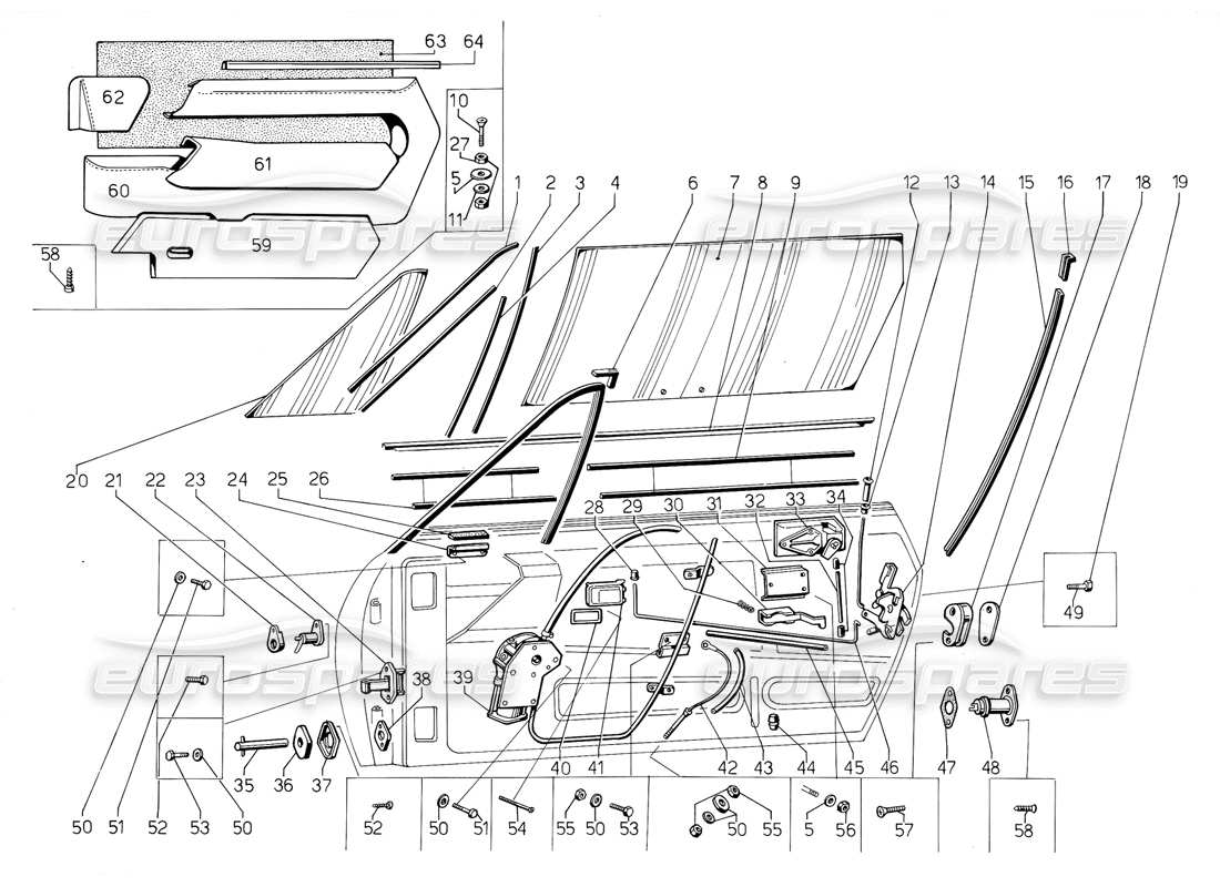 lamborghini jalpa 3.5 (1984) doors parts diagram