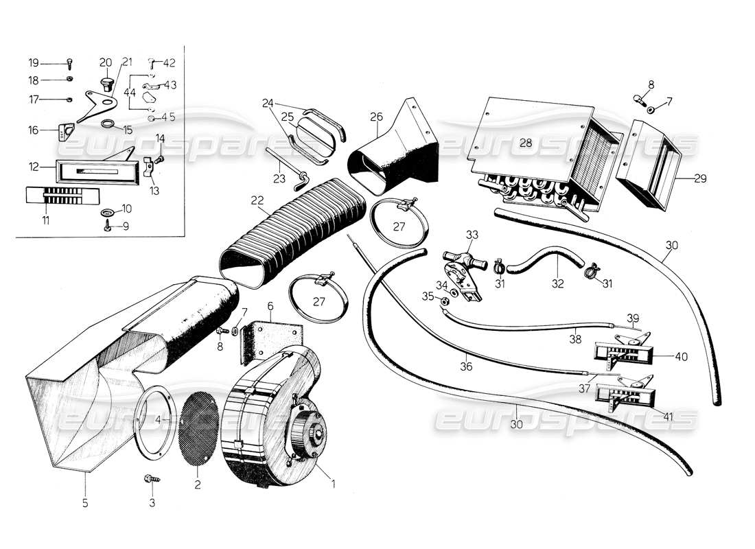 lamborghini countach 5000 qvi (1989) heater part diagram