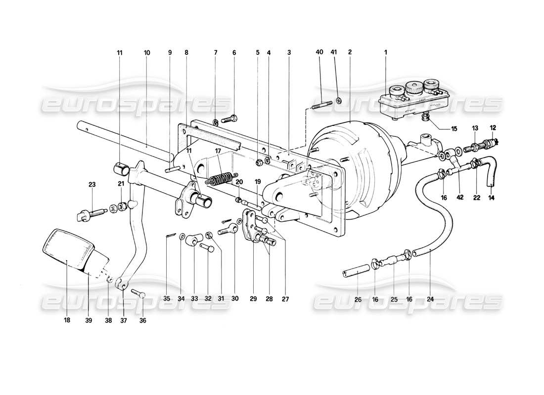 ferrari 400i (1983 mechanical) brakes hydraulic controll (400 automatic - valid for rhd versions) parts diagram
