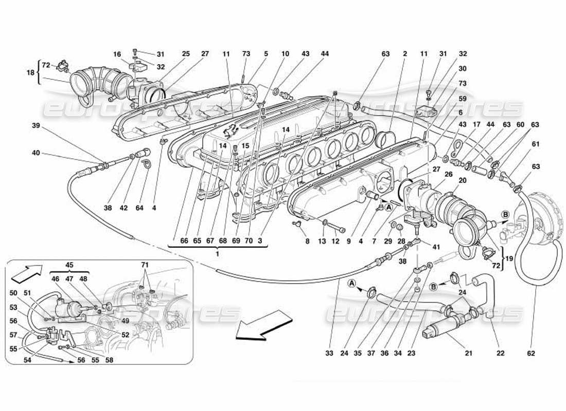 ferrari 550 barchetta air intake manifolds part diagram