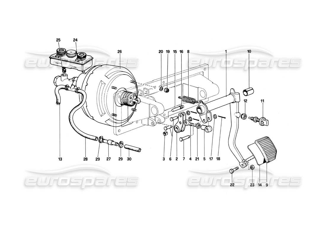 ferrari 400i (1983 mechanical) brakes hydraulic controll (400 gt - valid for lhd versions) parts diagram