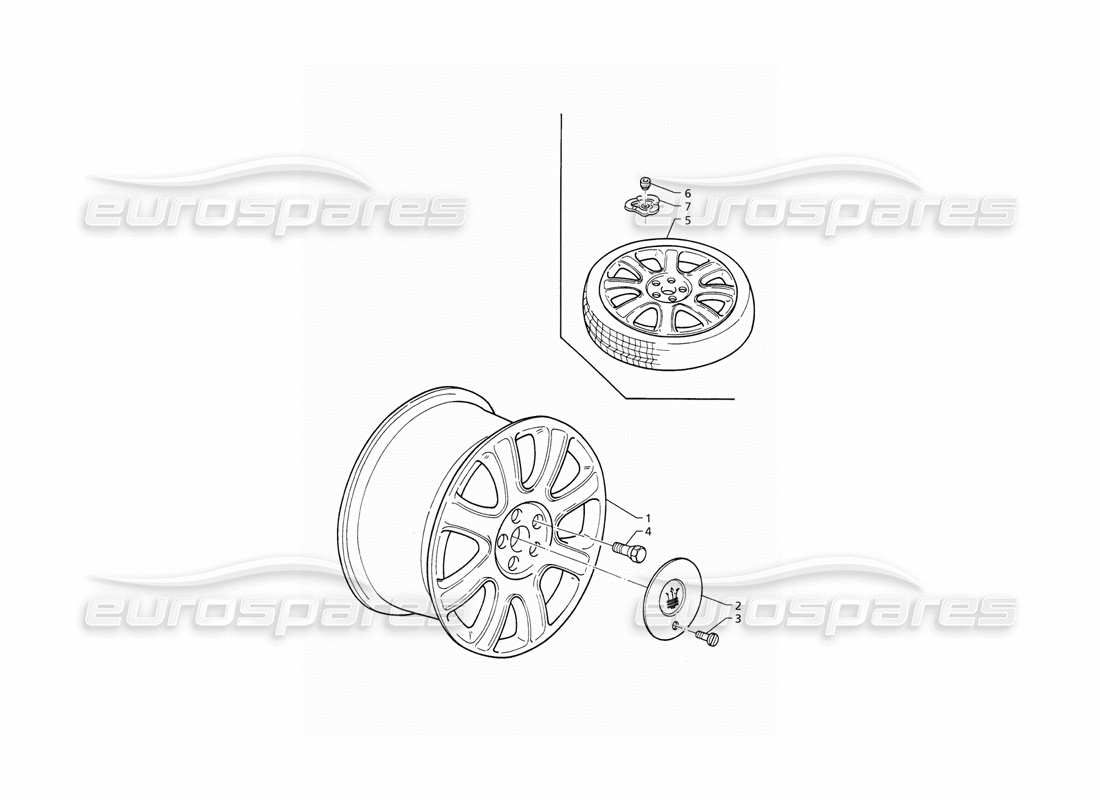 maserati qtp v8 (1998) wheels rims parts diagram