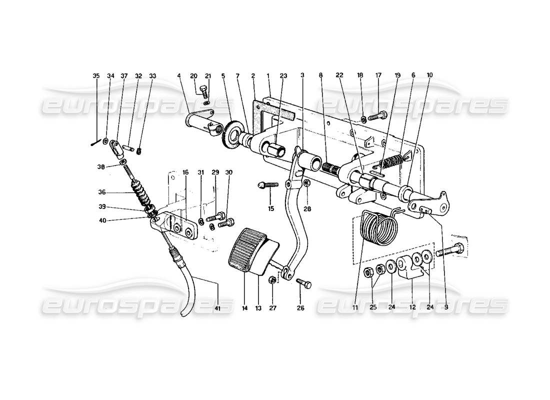 ferrari 400 gt (mechanical) clutch release control (400 gt - variants for rhd version) parts diagram