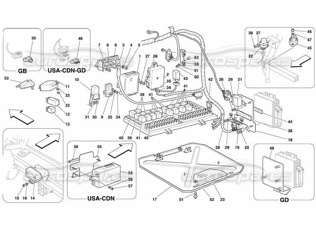 ferrari 550 barchetta electrical boards parts diagram