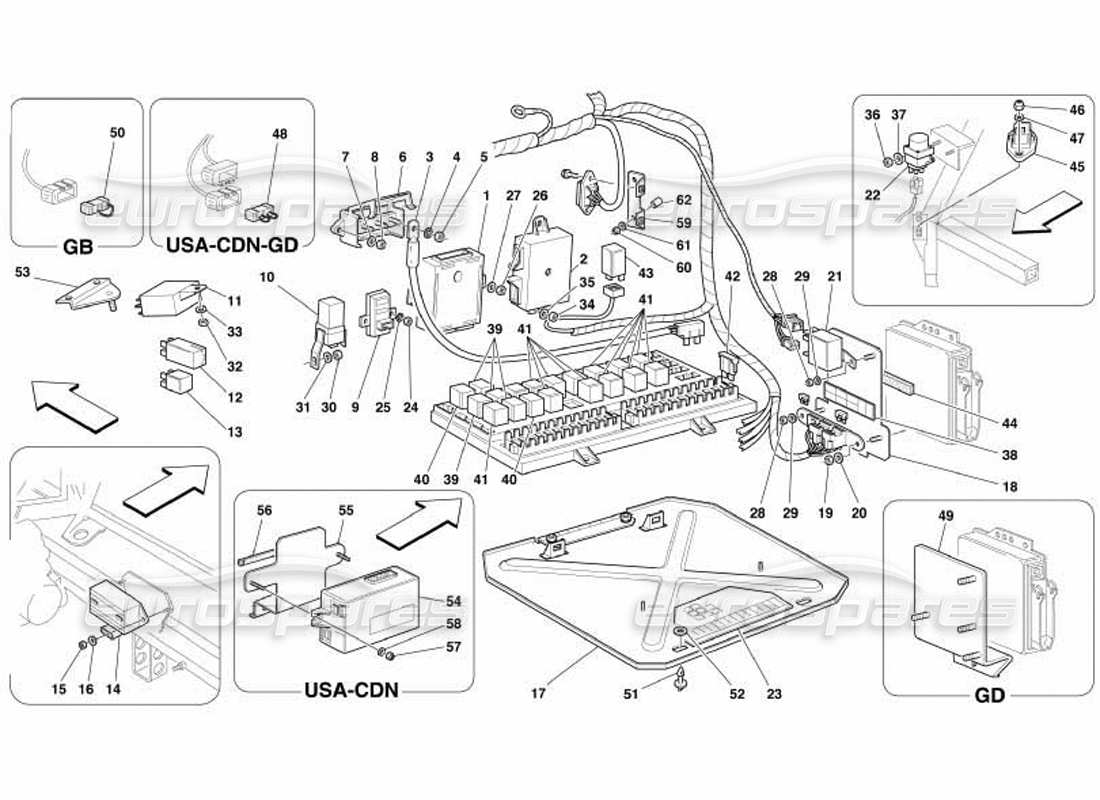 ferrari 550 barchetta electrical boards part diagram