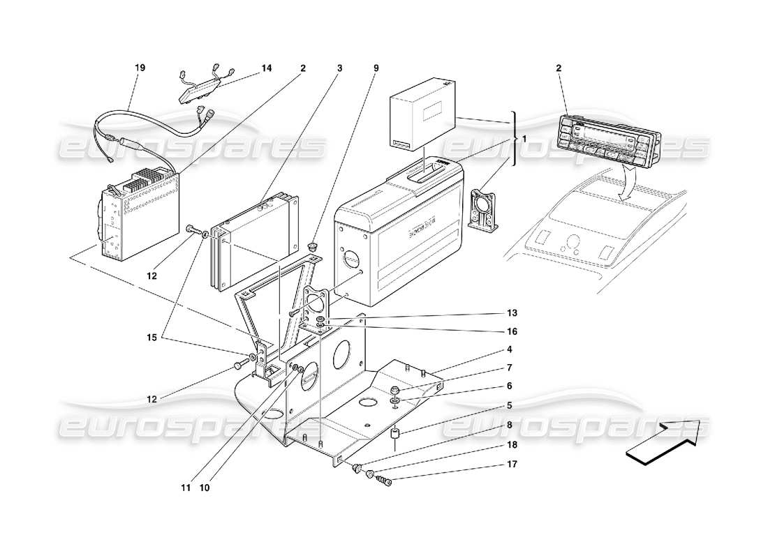 ferrari 456 gt/gta stereo equipment part diagram