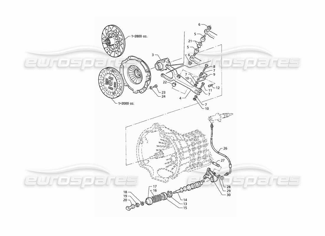 maserati qtp v6 (1996) clutch part diagram