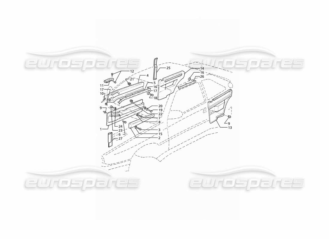 maserati ghibli 2.8 (abs) inner trims: panels parts diagram