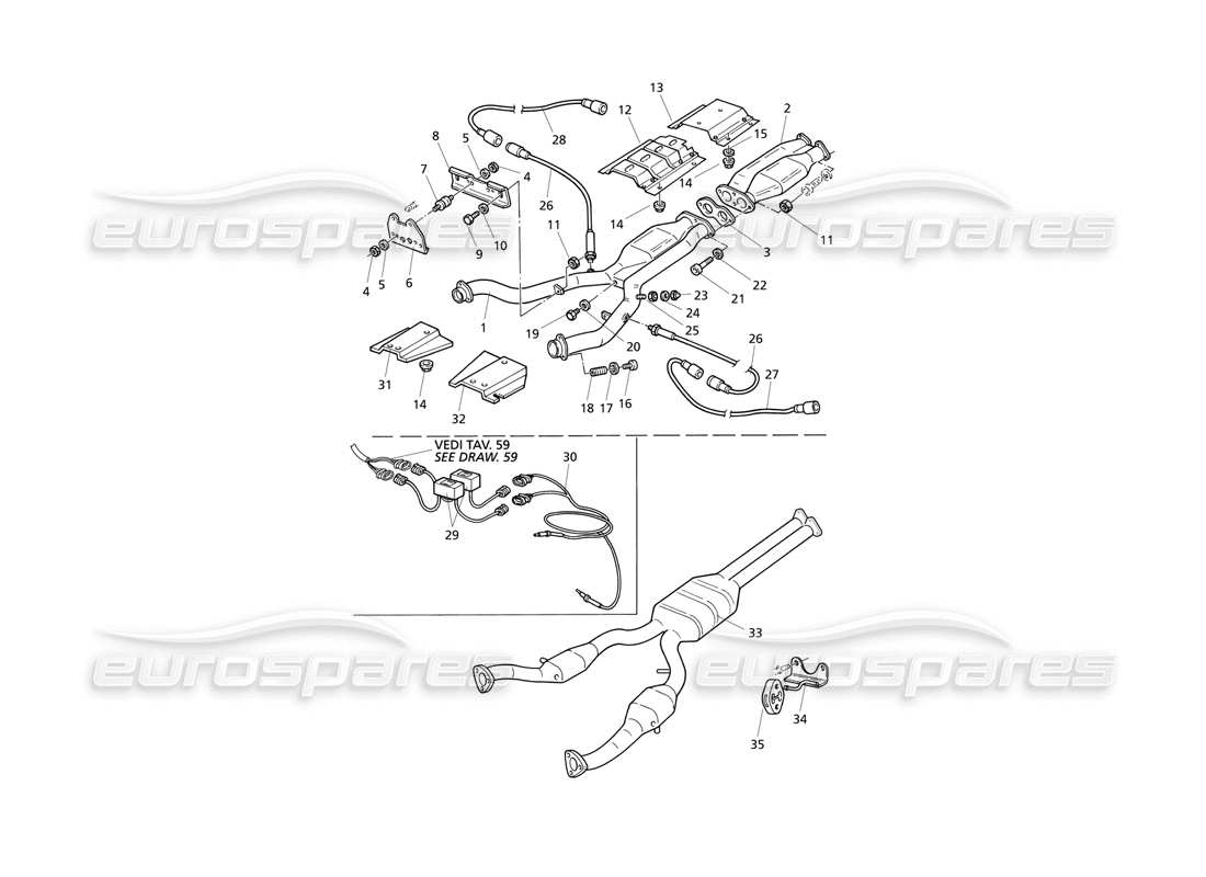 maserati qtp v6 evoluzione front exhaust system part diagram
