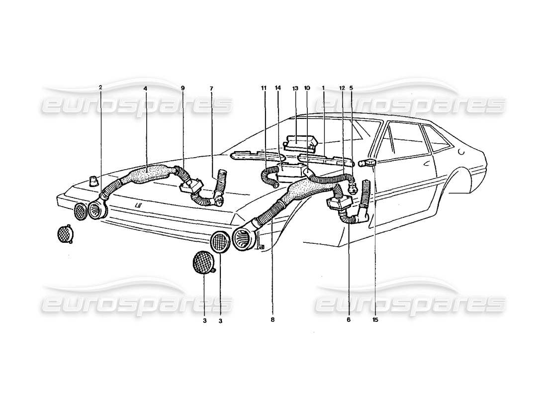 ferrari 400 gt / 400i (coachwork) front heater matrix & blowers part diagram