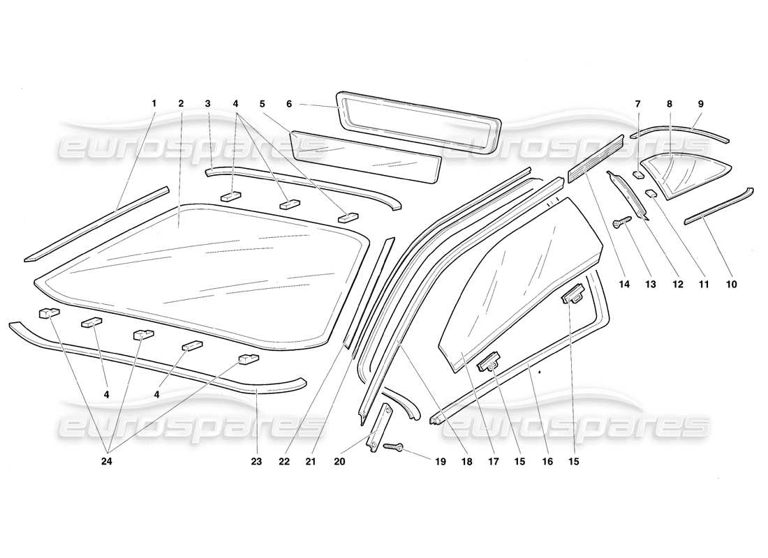 lamborghini diablo vt (1994) windows parts diagram