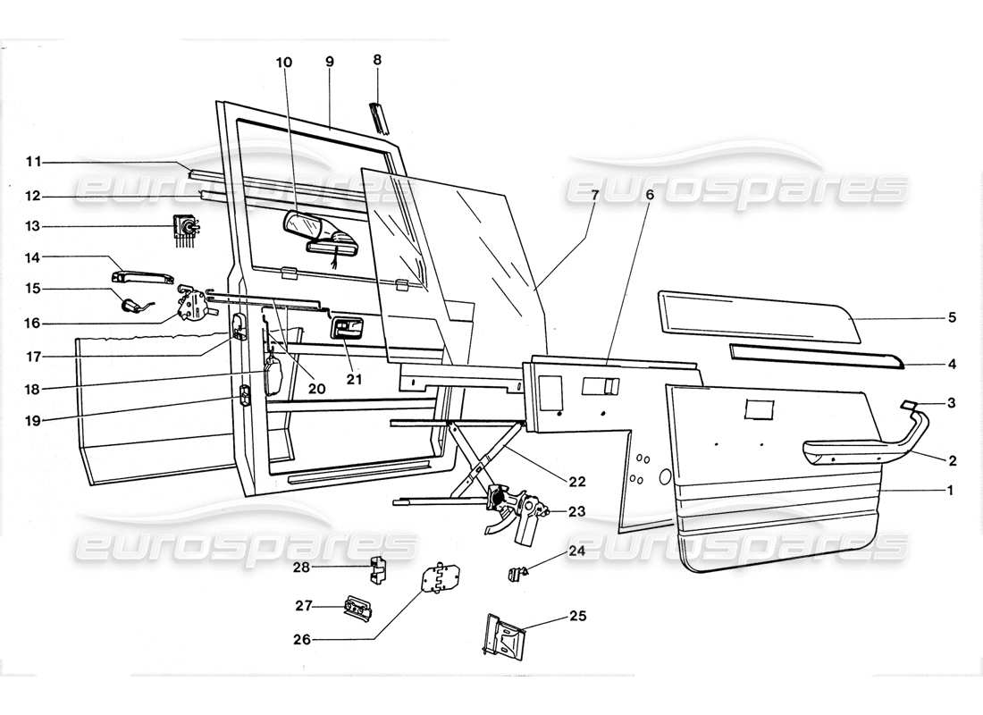 lamborghini lm002 (1988) front door part diagram