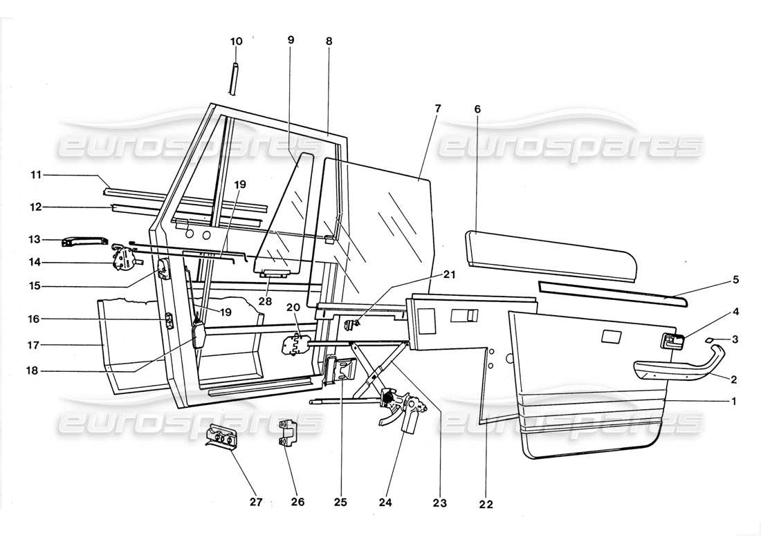 lamborghini lm002 (1988) rear door part diagram