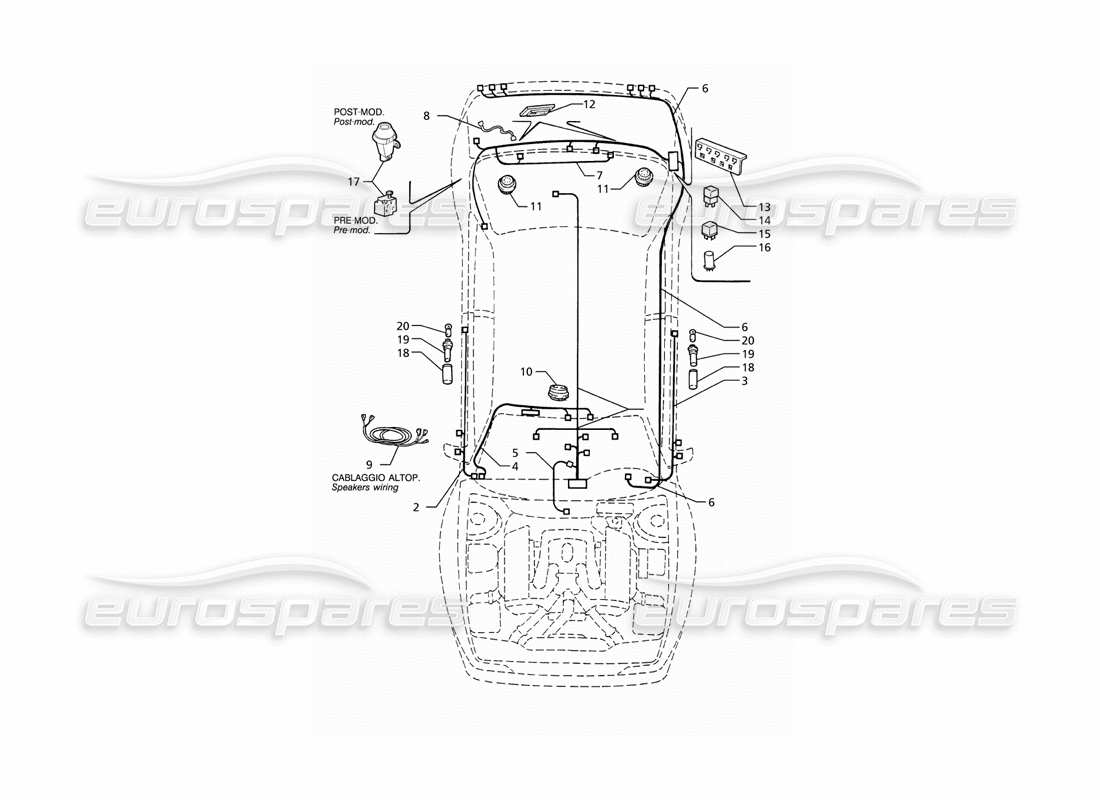 maserati ghibli 2.8 (abs) electrical system: boot-doors-passanger compartment (lh drive) parts diagram