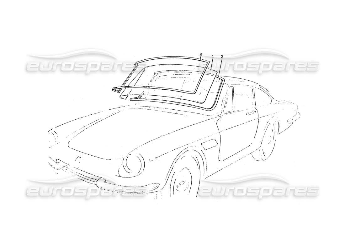 ferrari 330 gtc / 365 gtc (coachwork) front screen part diagram