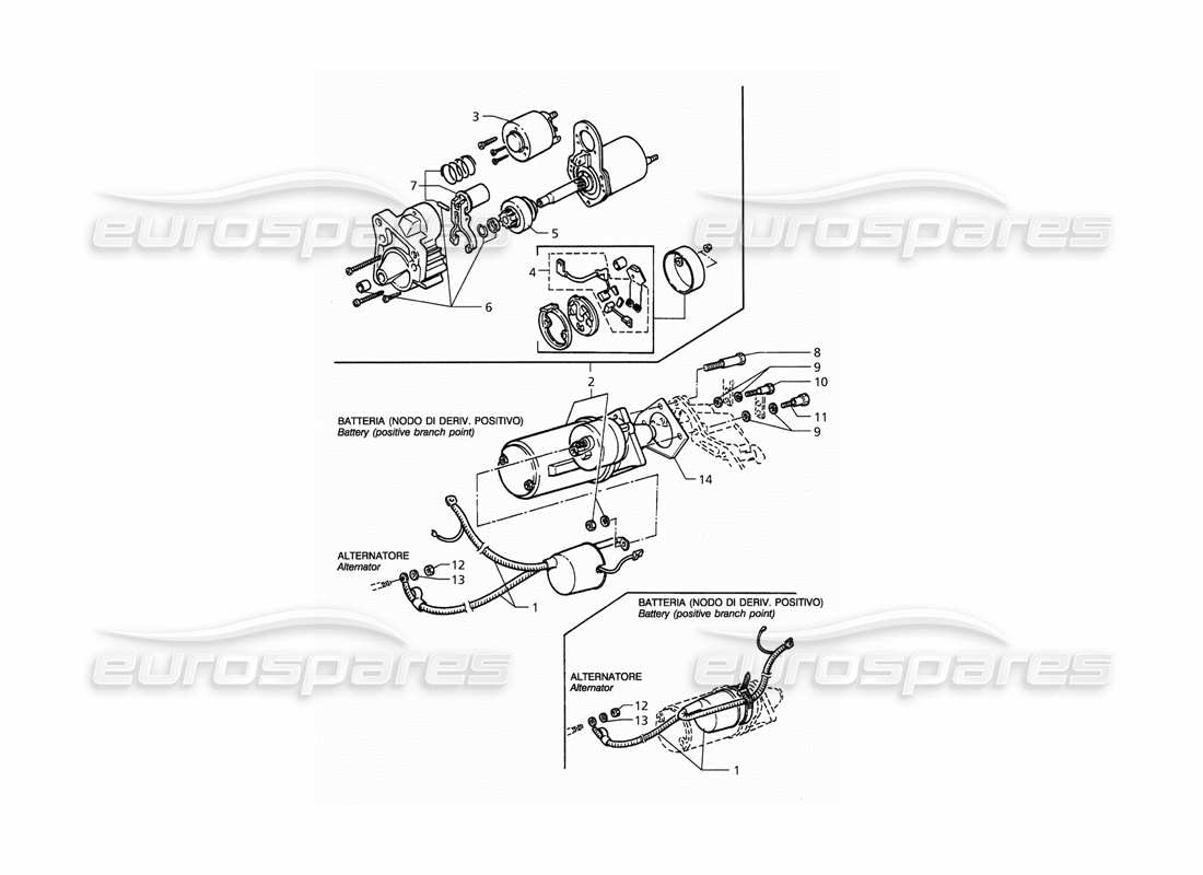 maserati qtp. 3.2 v8 (1999) starting motor parts diagram