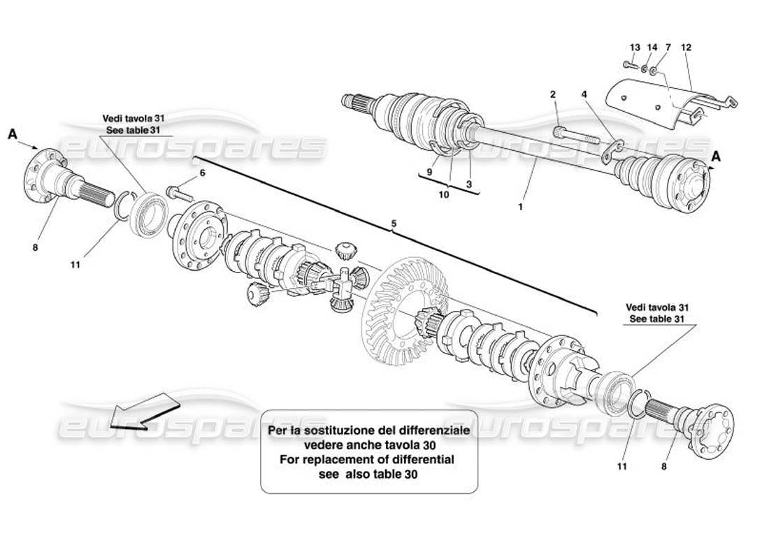 ferrari 575 superamerica differential & axle shafts parts diagram