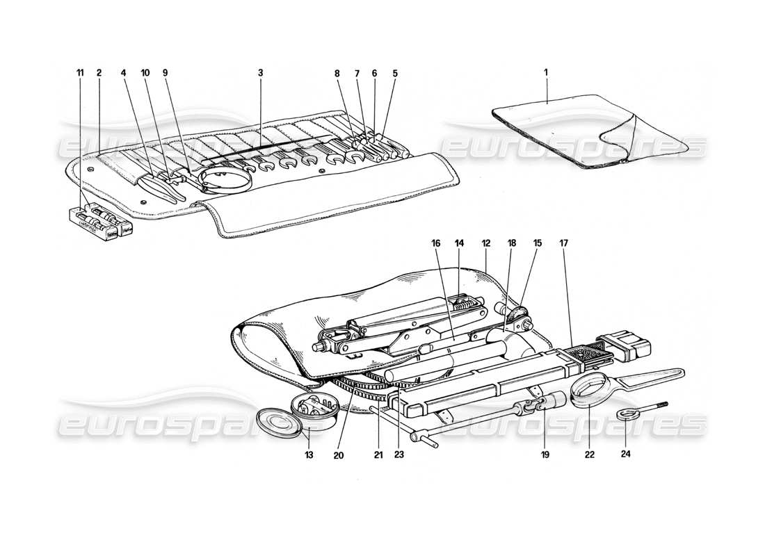 ferrari 512 bbi tool - kit part diagram