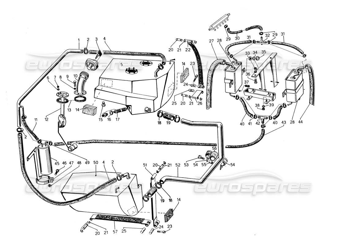 lamborghini countach 5000 qvi (1989) fuel system part diagram