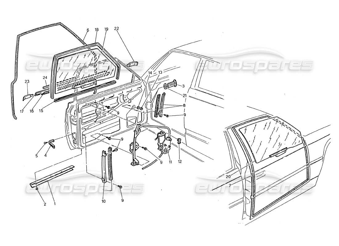 maserati 2.24v doors: windows and regulations parts diagram