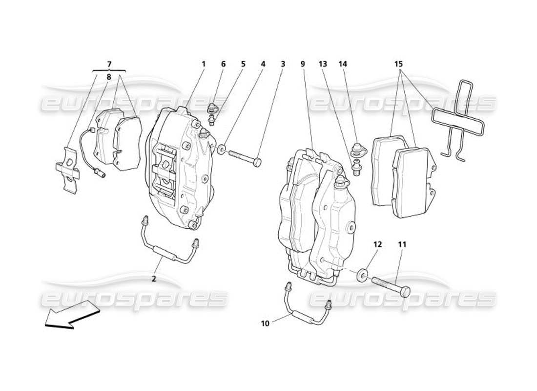 maserati 4200 spyder (2005) brake calipers part diagram