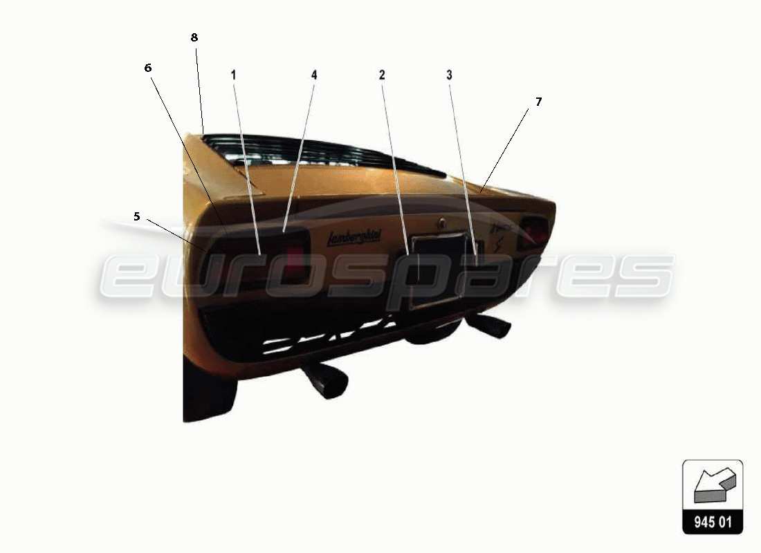 lamborghini miura p400 lights and rubbers parts diagram