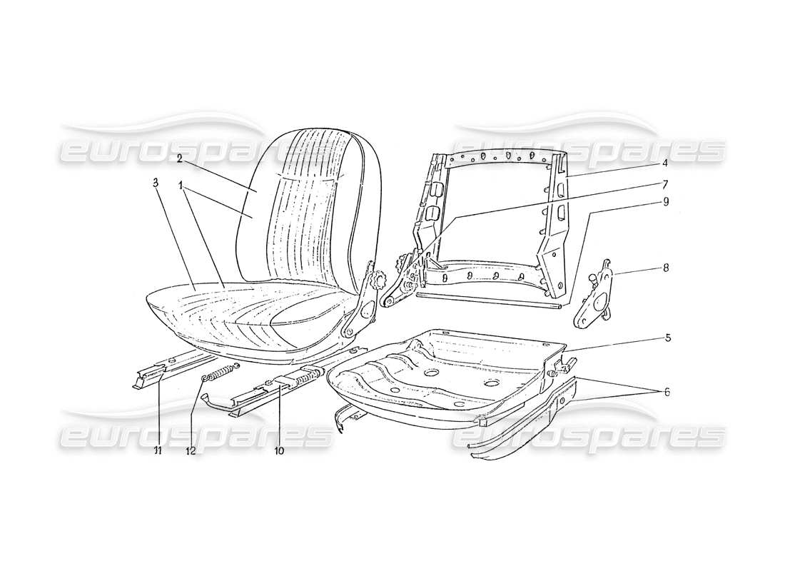 ferrari 330 gtc / 365 gtc (coachwork) seats part diagram