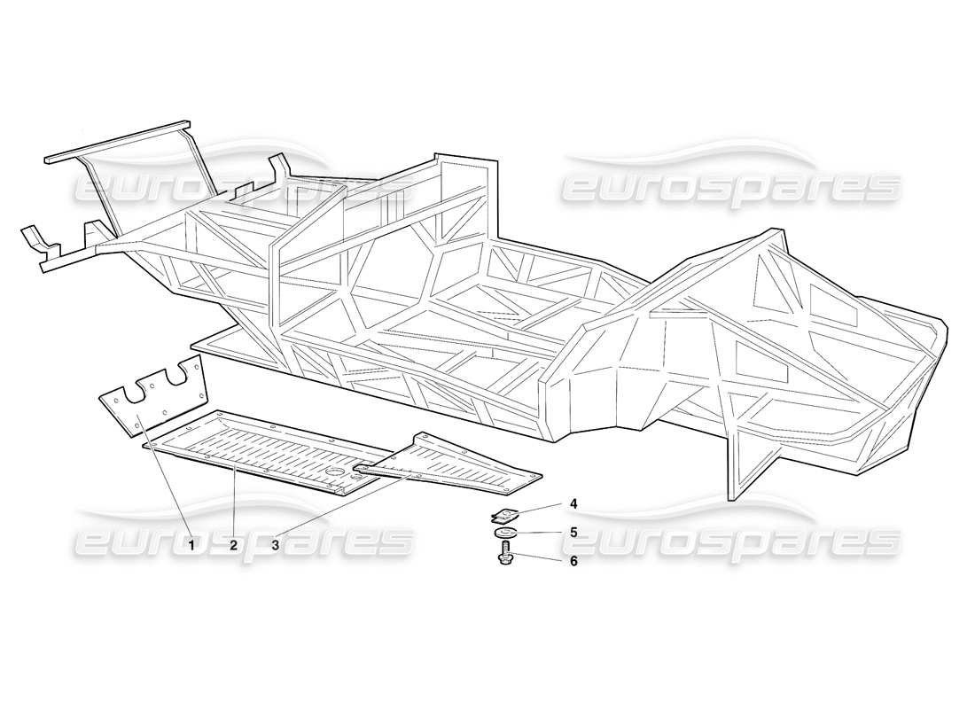 lamborghini diablo vt (1994) frame elements (valid for japan version - april 1994) parts diagram