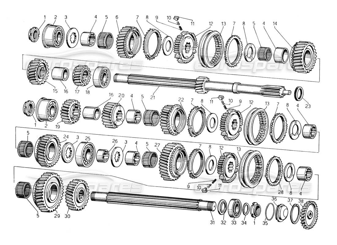 lamborghini countach 5000 qv (1985) gearbox part diagram