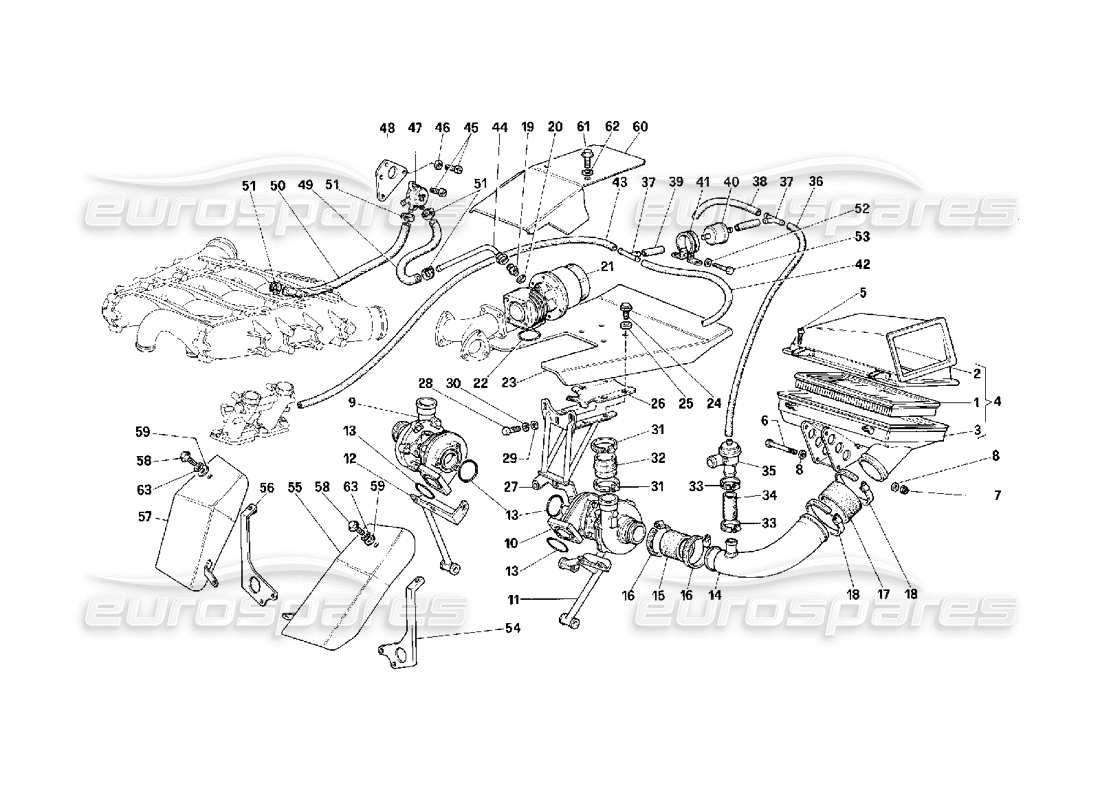 ferrari f40 oversupply system -not for cars with catalyst- parts diagram