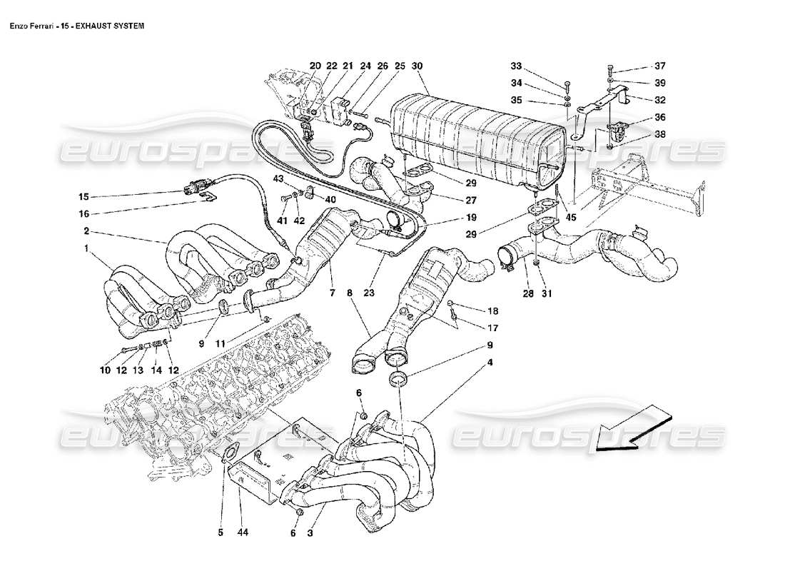 ferrari enzo exhaust system parts diagram