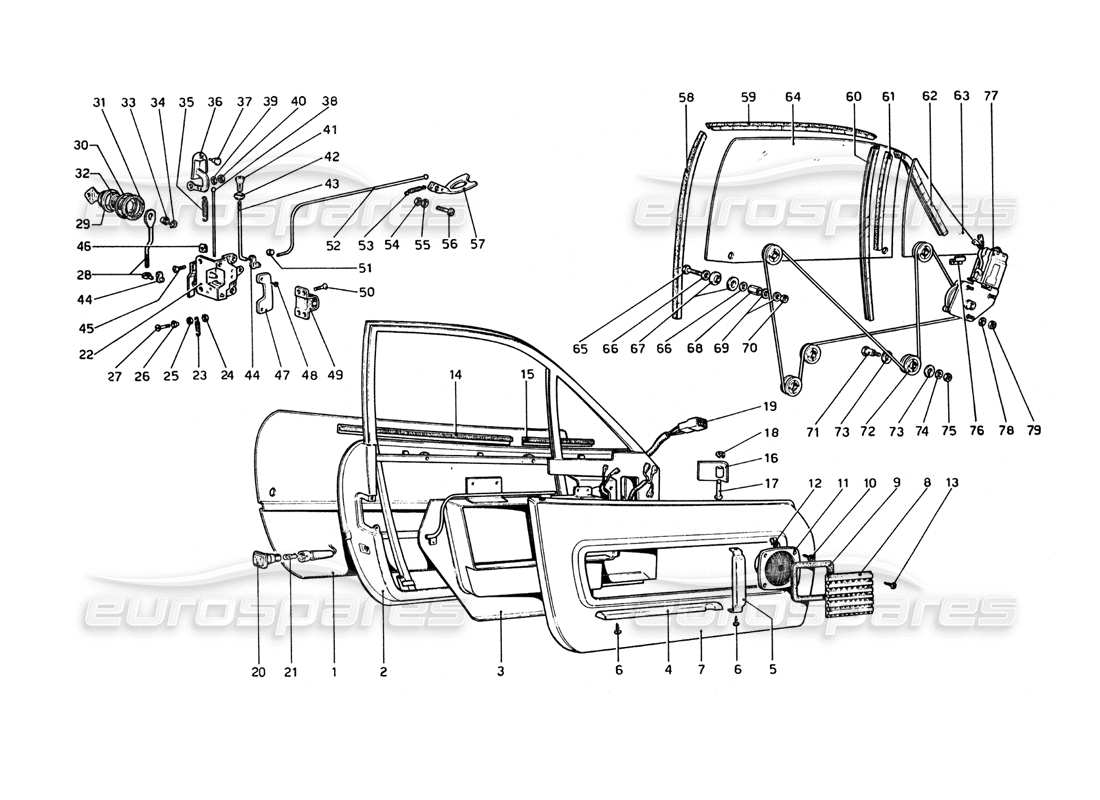 ferrari 365 gt4 berlinetta boxer doors part diagram