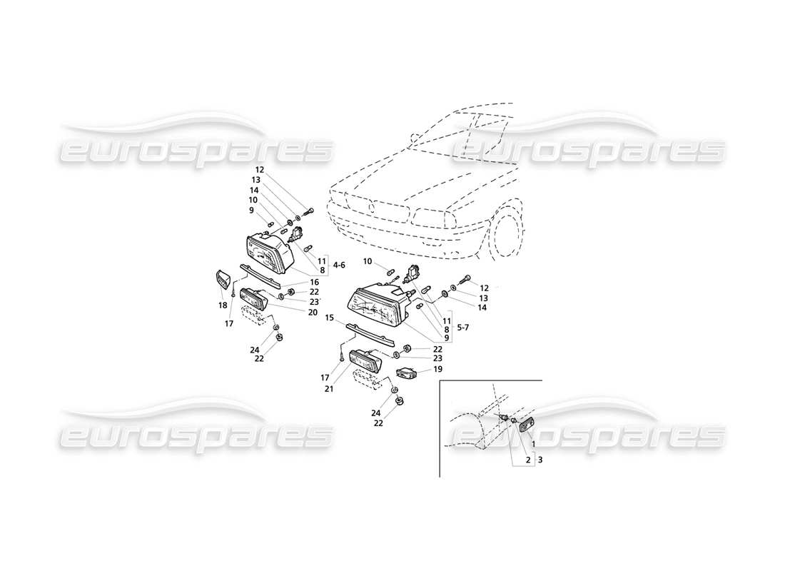 maserati qtp v6 evoluzione front lights part diagram