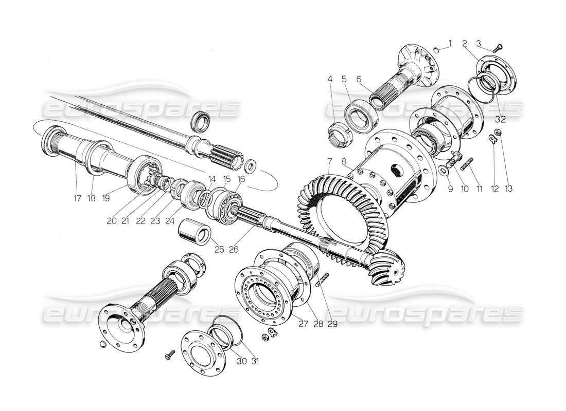 lamborghini countach 5000 qv (1985) differential parts diagram